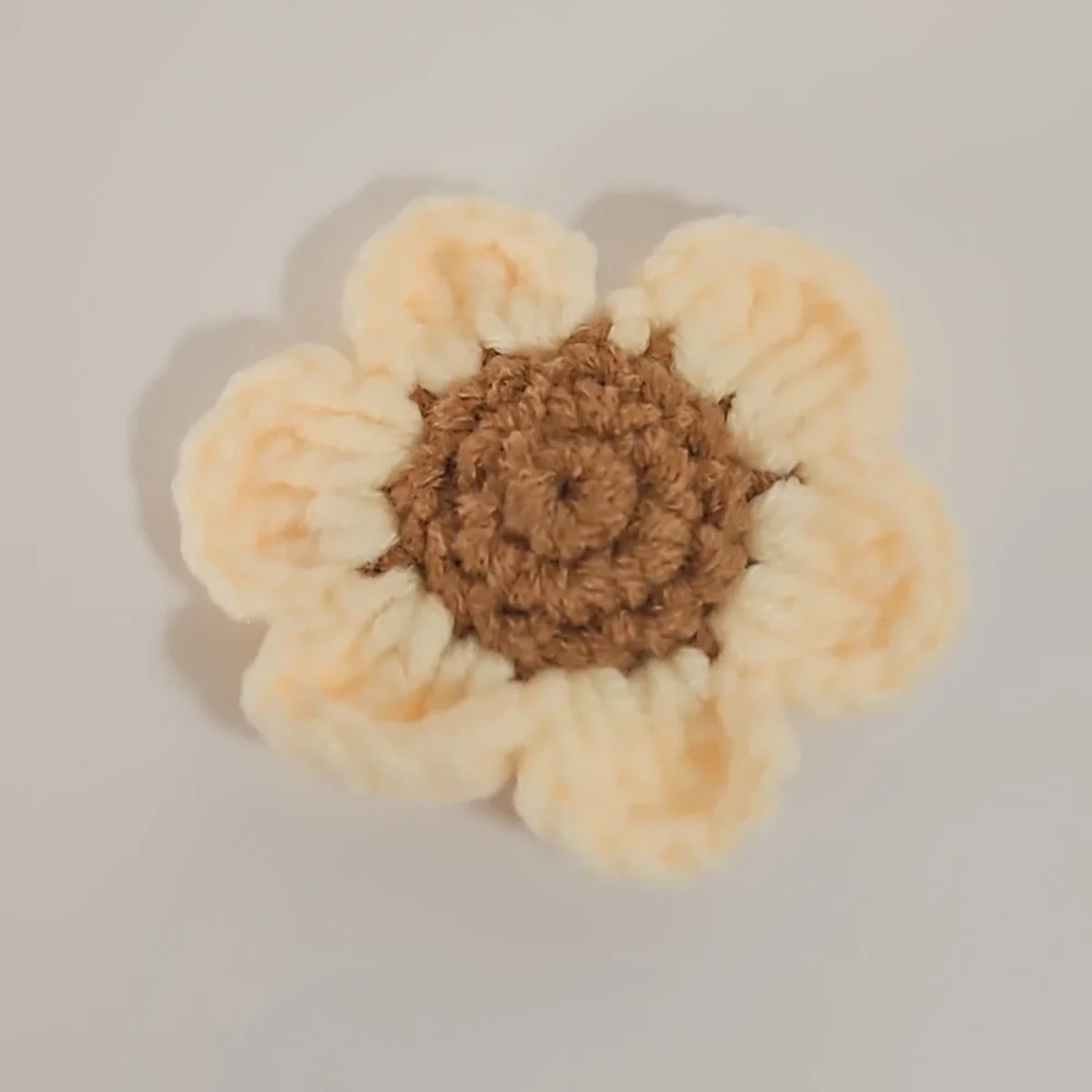 Hand Crafted Hand Knit Chrochet floral gold 4